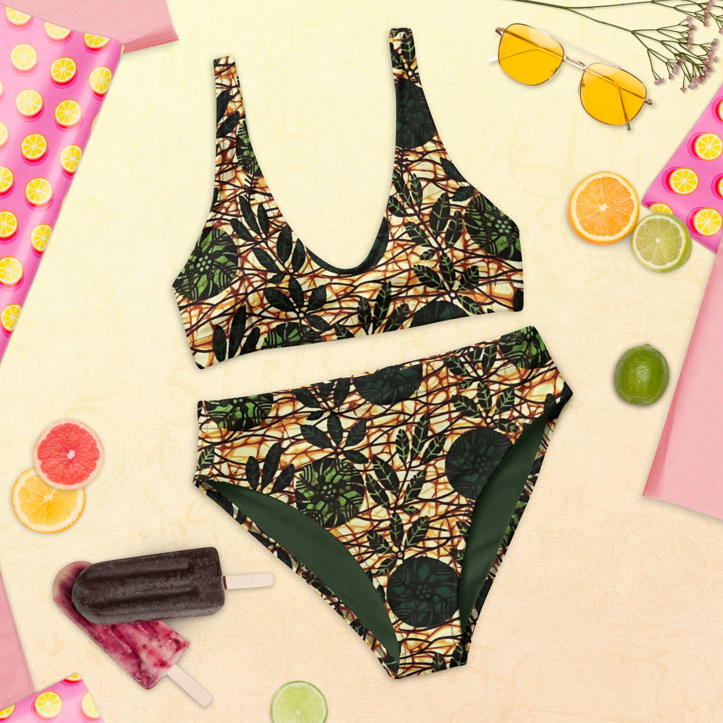 Green Leaf Wine Ankara High-waisted Bikini