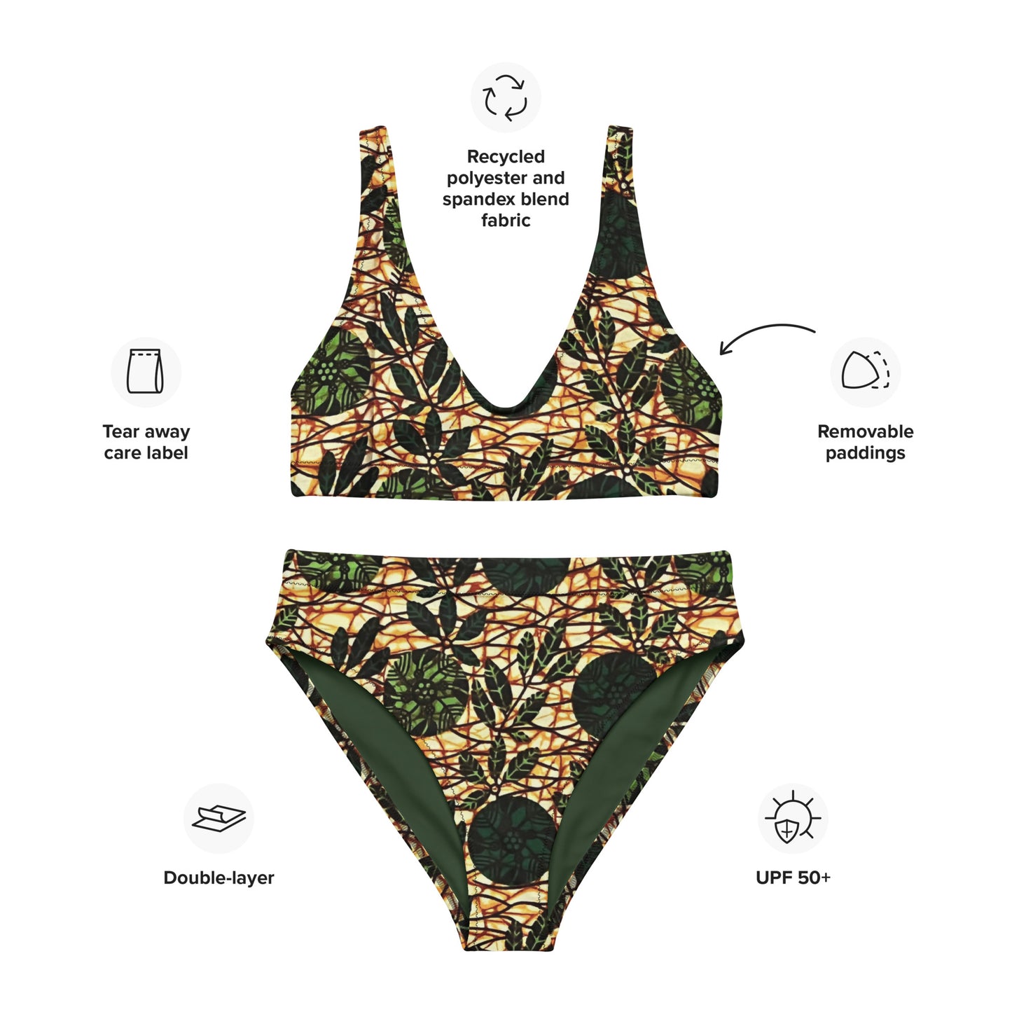 Green Leaf Wine Ankara High-waisted Bikini