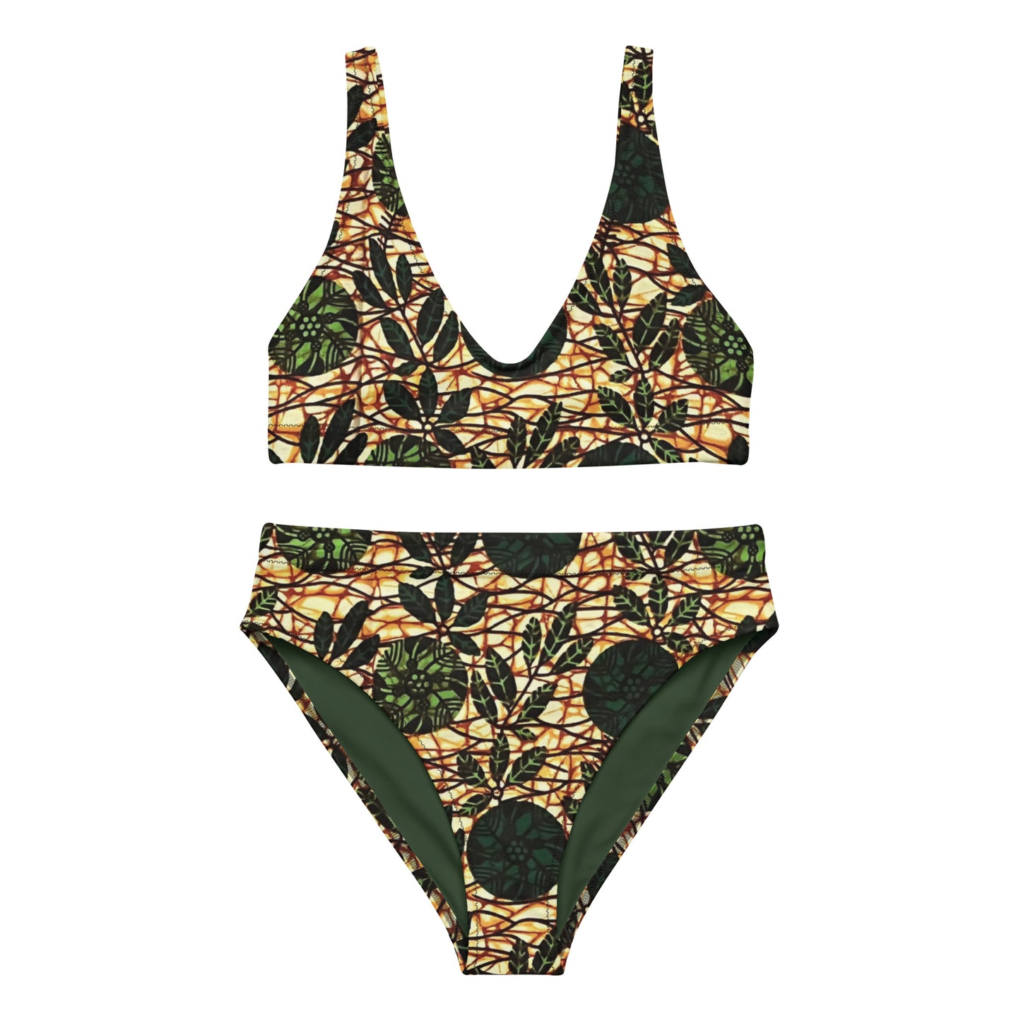 Green Leaf Wine Ankara High-waisted Bikini