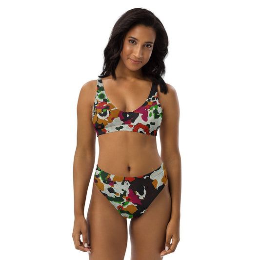 Multicolour Paint High-Waisted Bikini