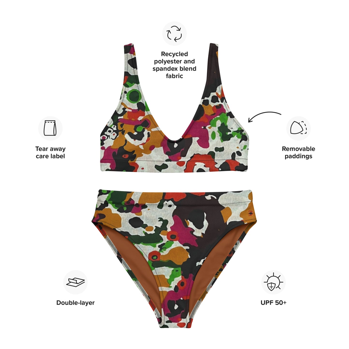 Multicolour Paint High-Waisted Bikini