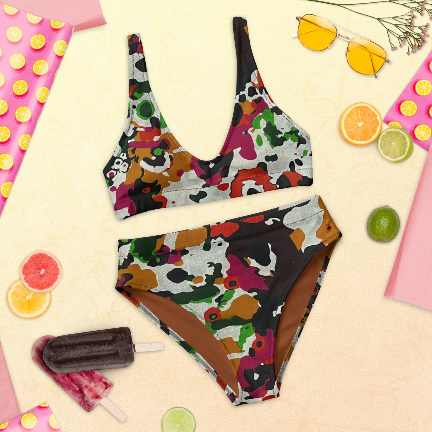 Multicolour Paint High-Waisted Bikini