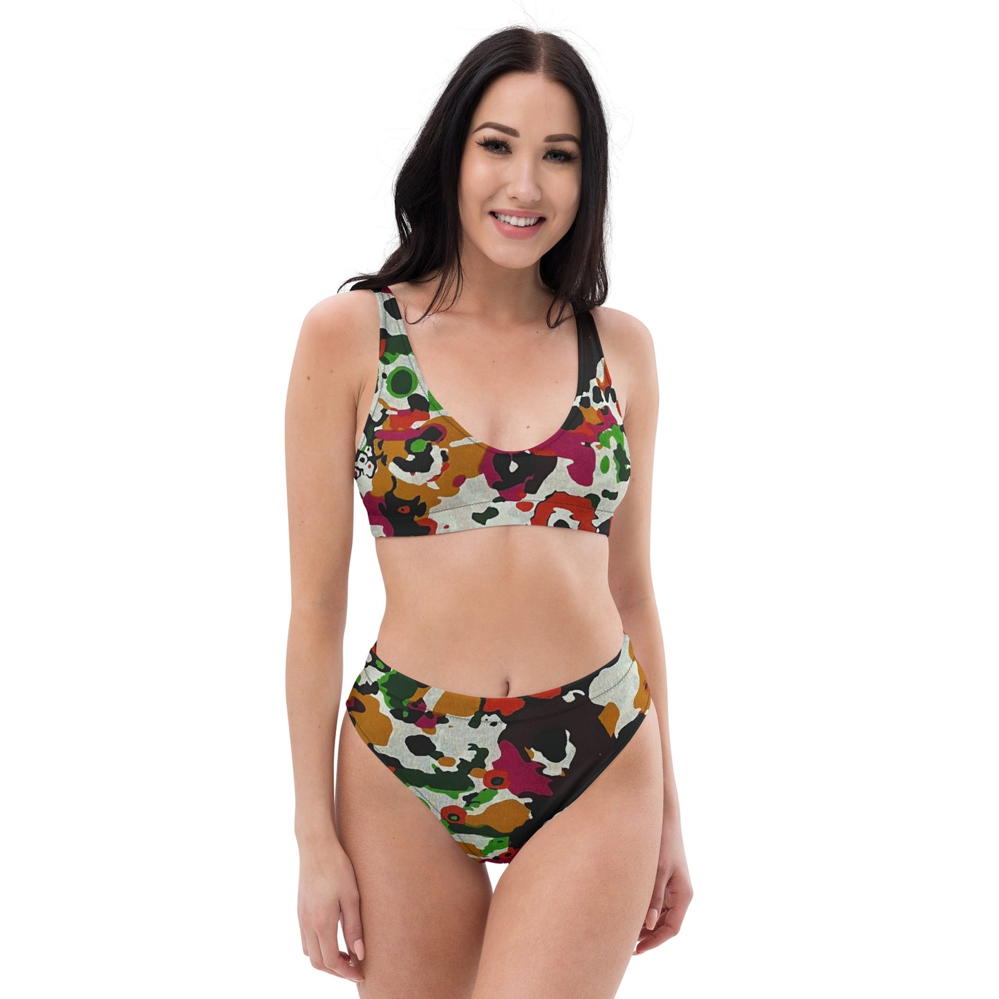 Multicolour Paint High-Waisted Bikini