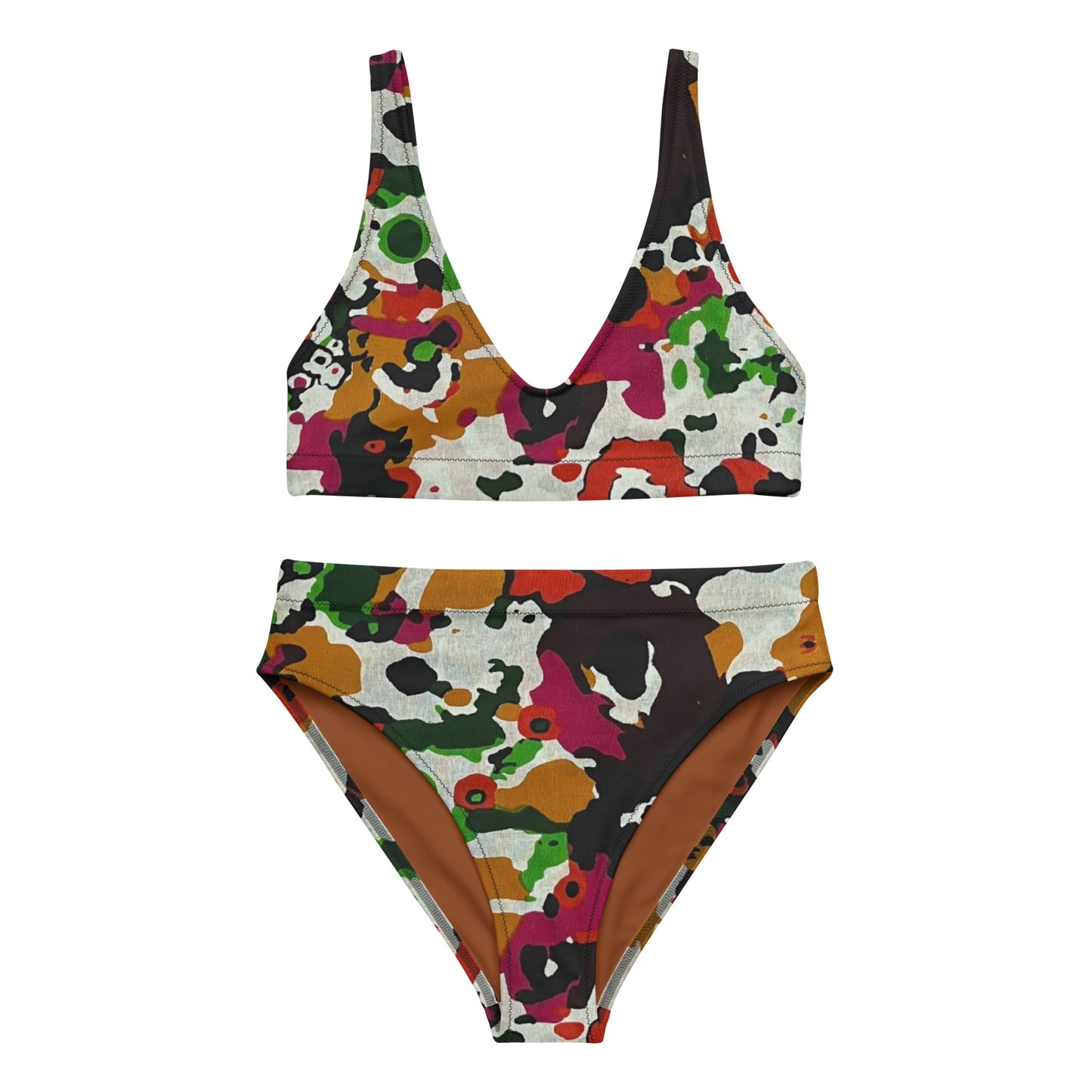 Multicolour Paint High-Waisted Bikini