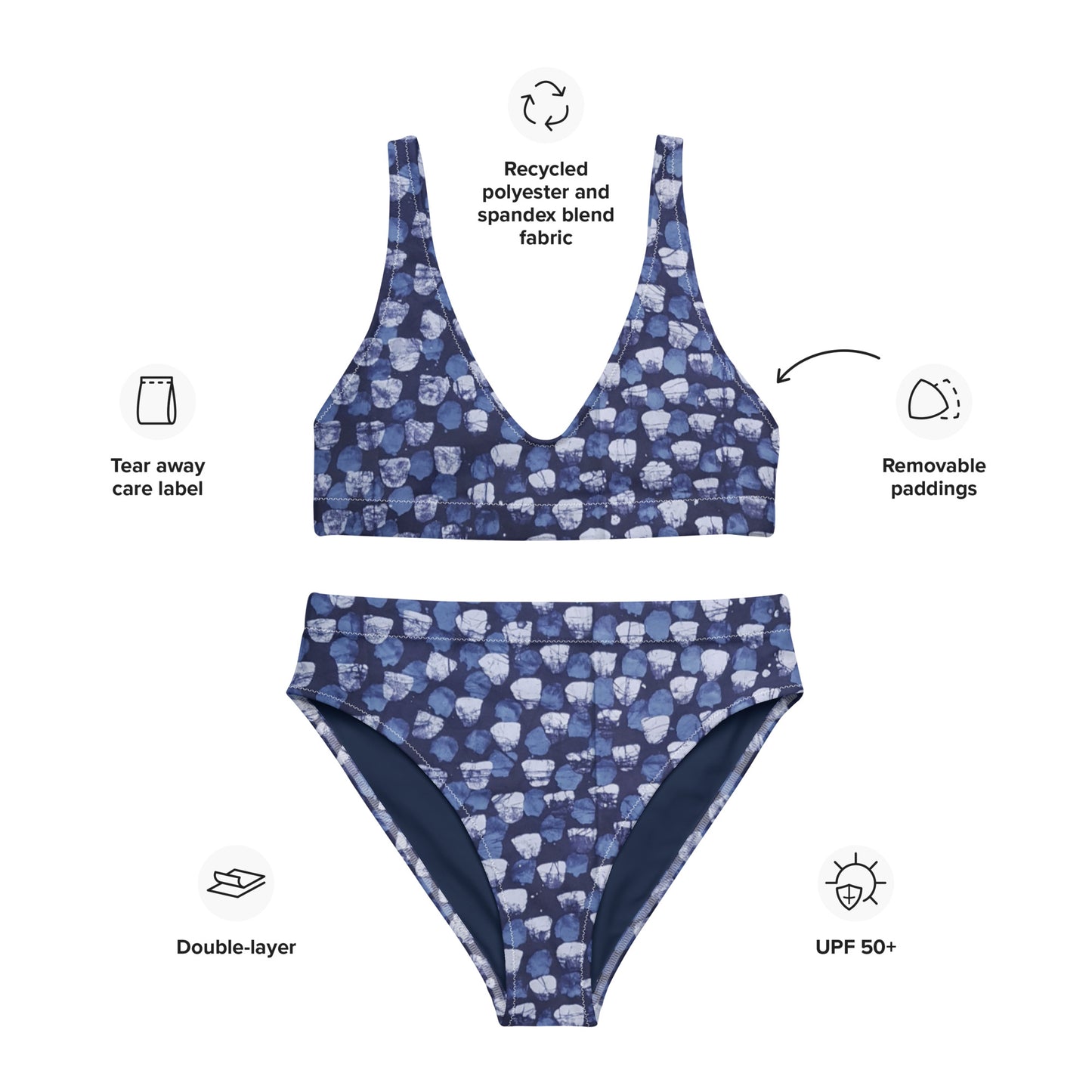 Blue Dotted High-Waisted Bikini