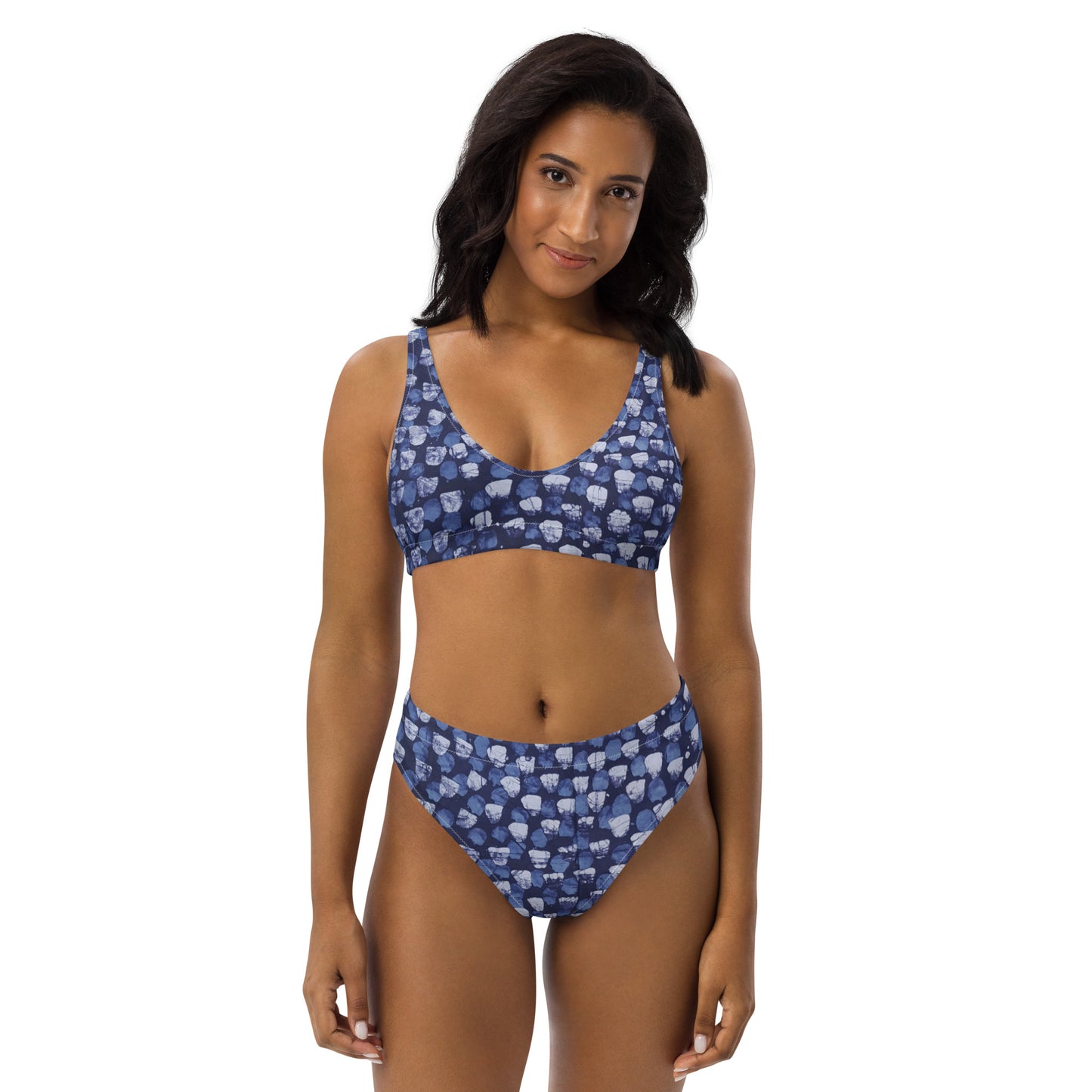 Blue Dotted High-Waisted Bikini