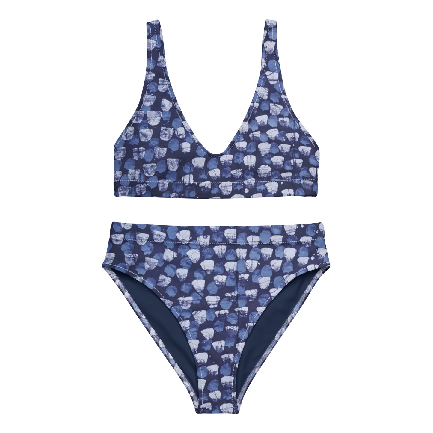 Blue Dotted High-Waisted Bikini