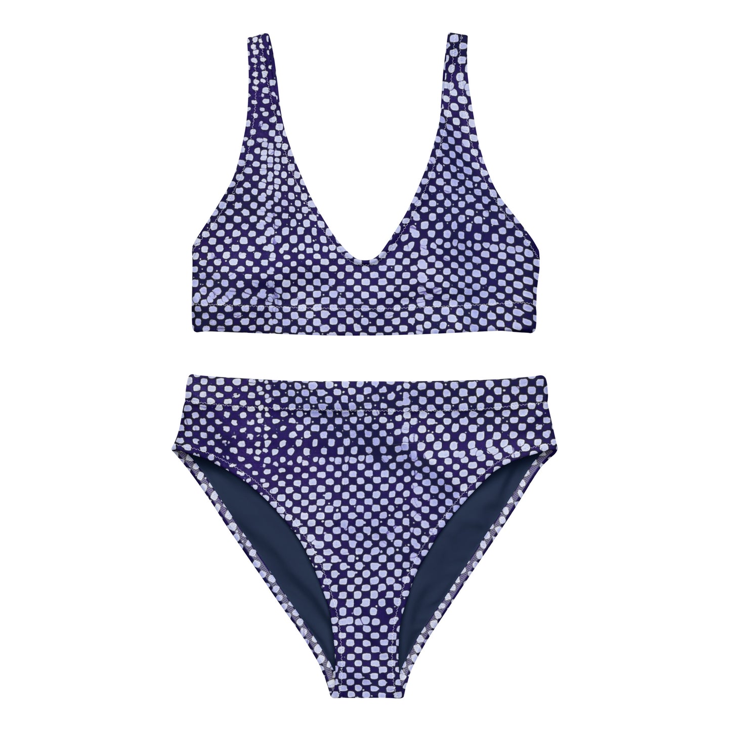 Purple & White Dots High-Waisted Bikini