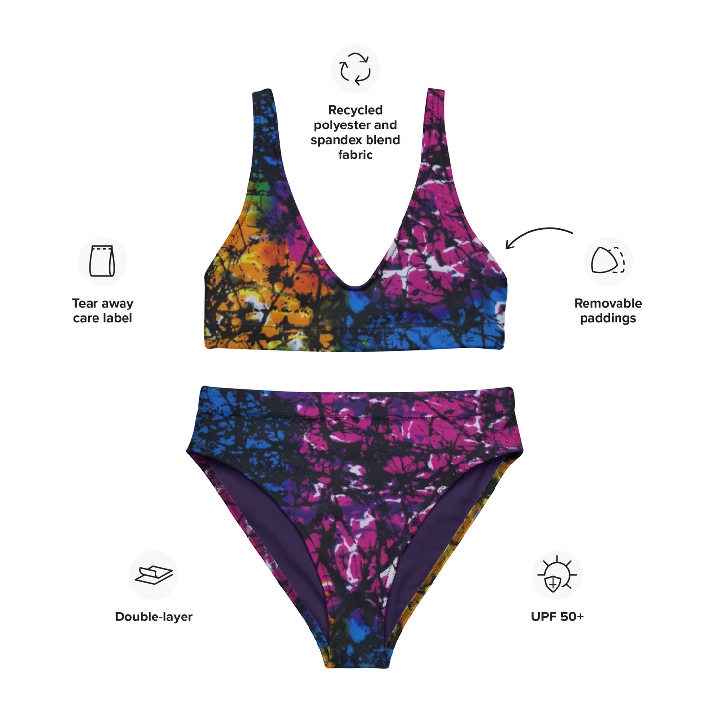 Multicolour Adire High-Waisted Bikini