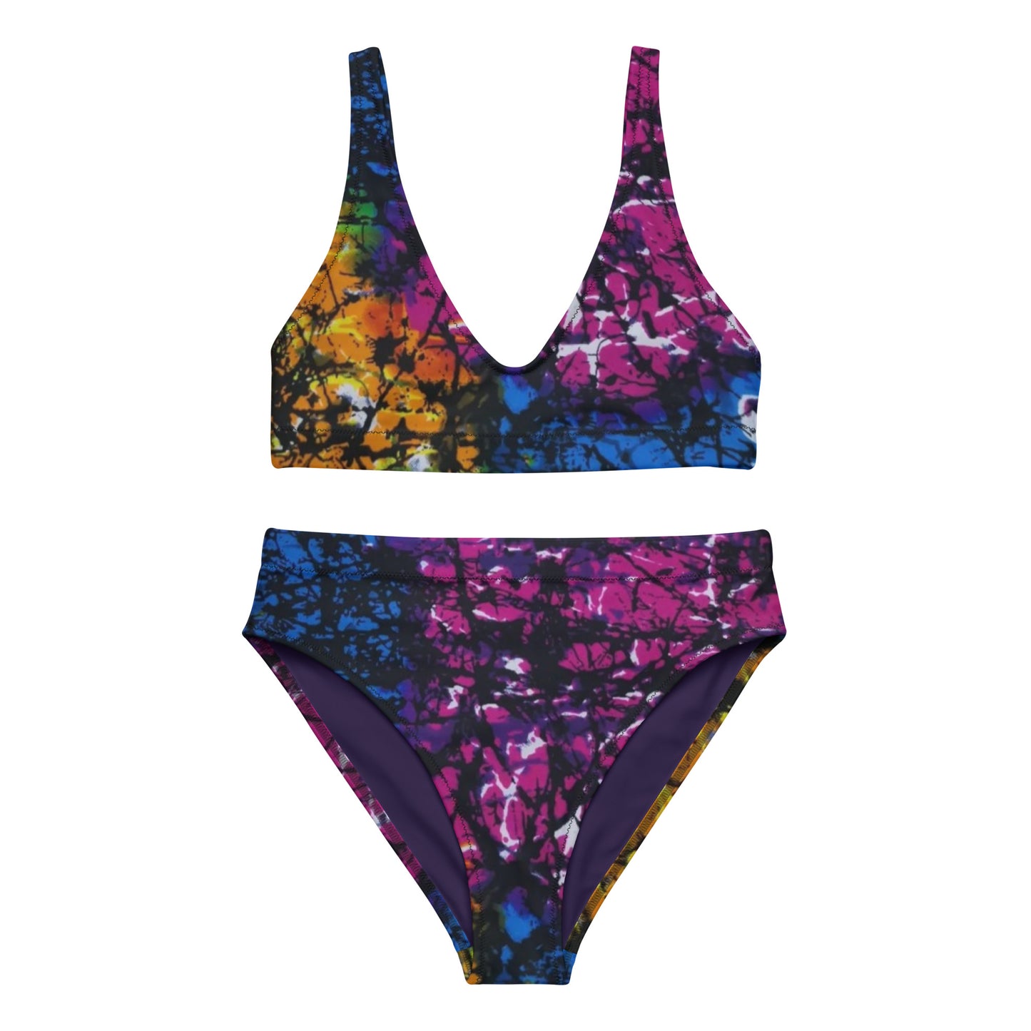 Multicolour Adire High-Waisted Bikini