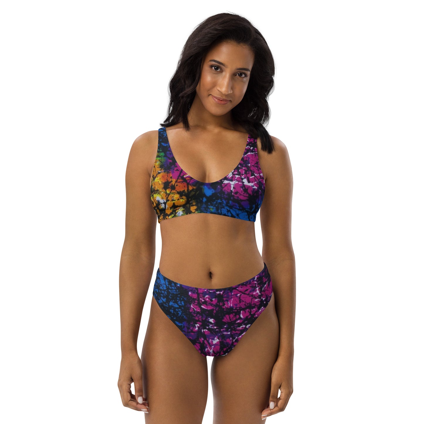 Multicolour Adire High-Waisted Bikini