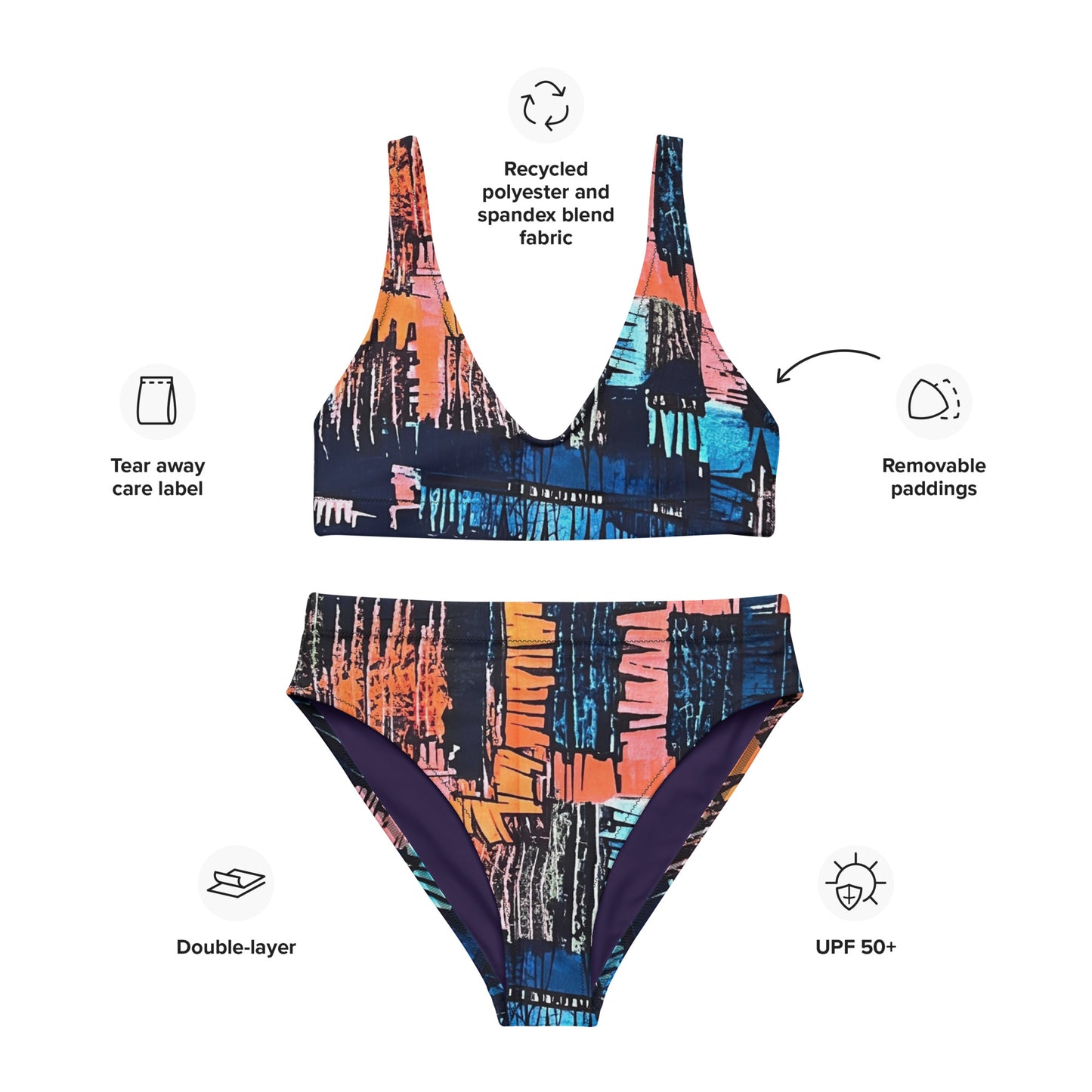 Colourful Adire High-Waisted Bikini