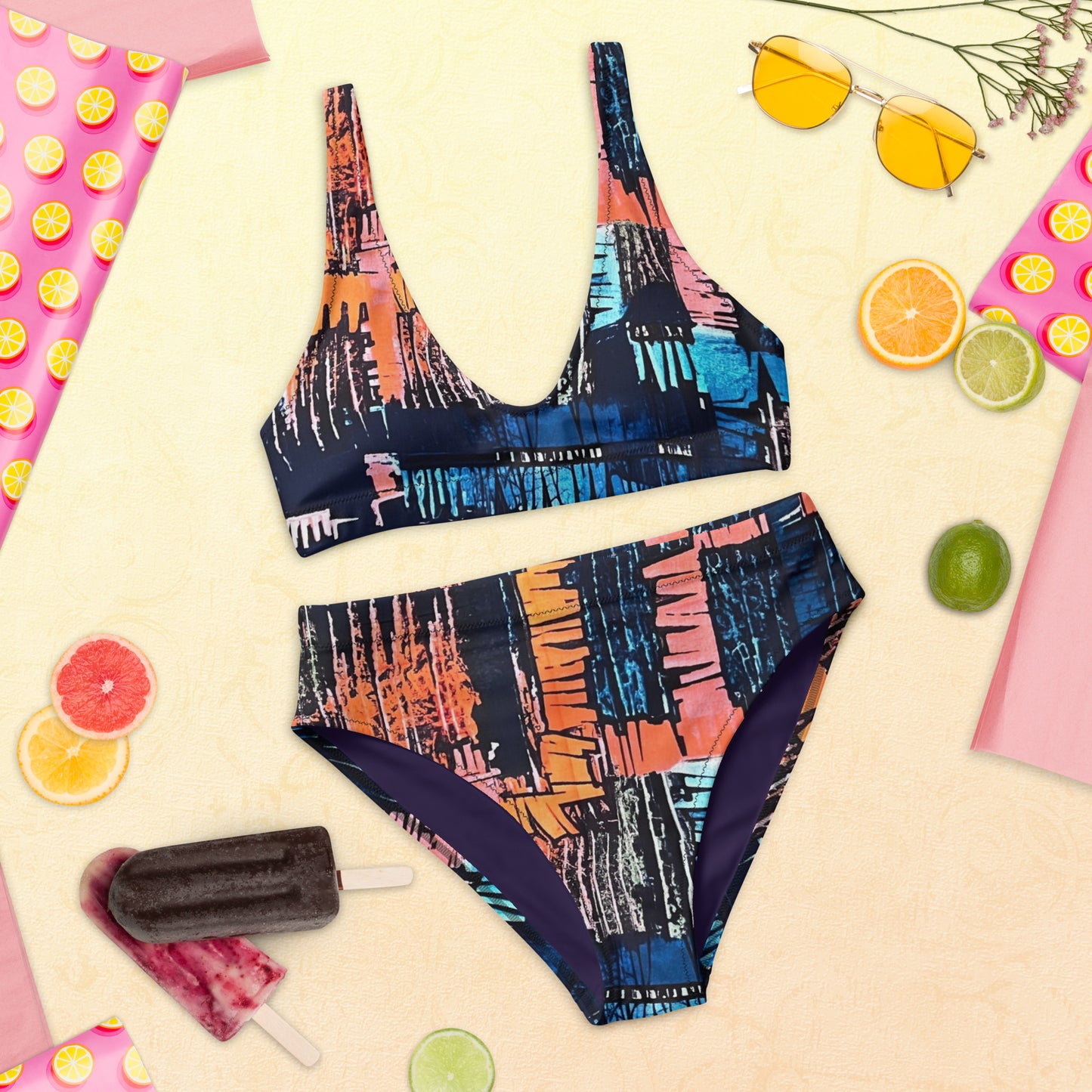 Colourful Adire High-Waisted Bikini