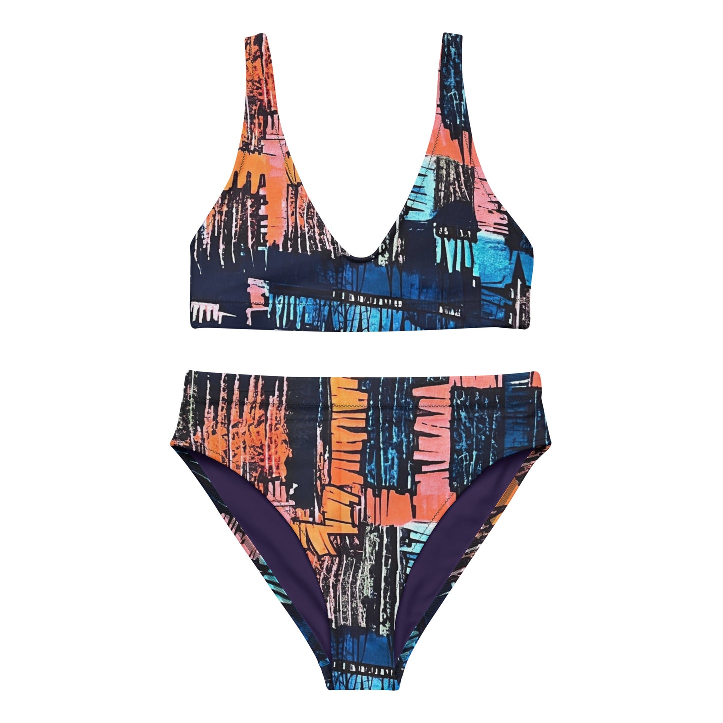 Colourful Adire High-Waisted Bikini