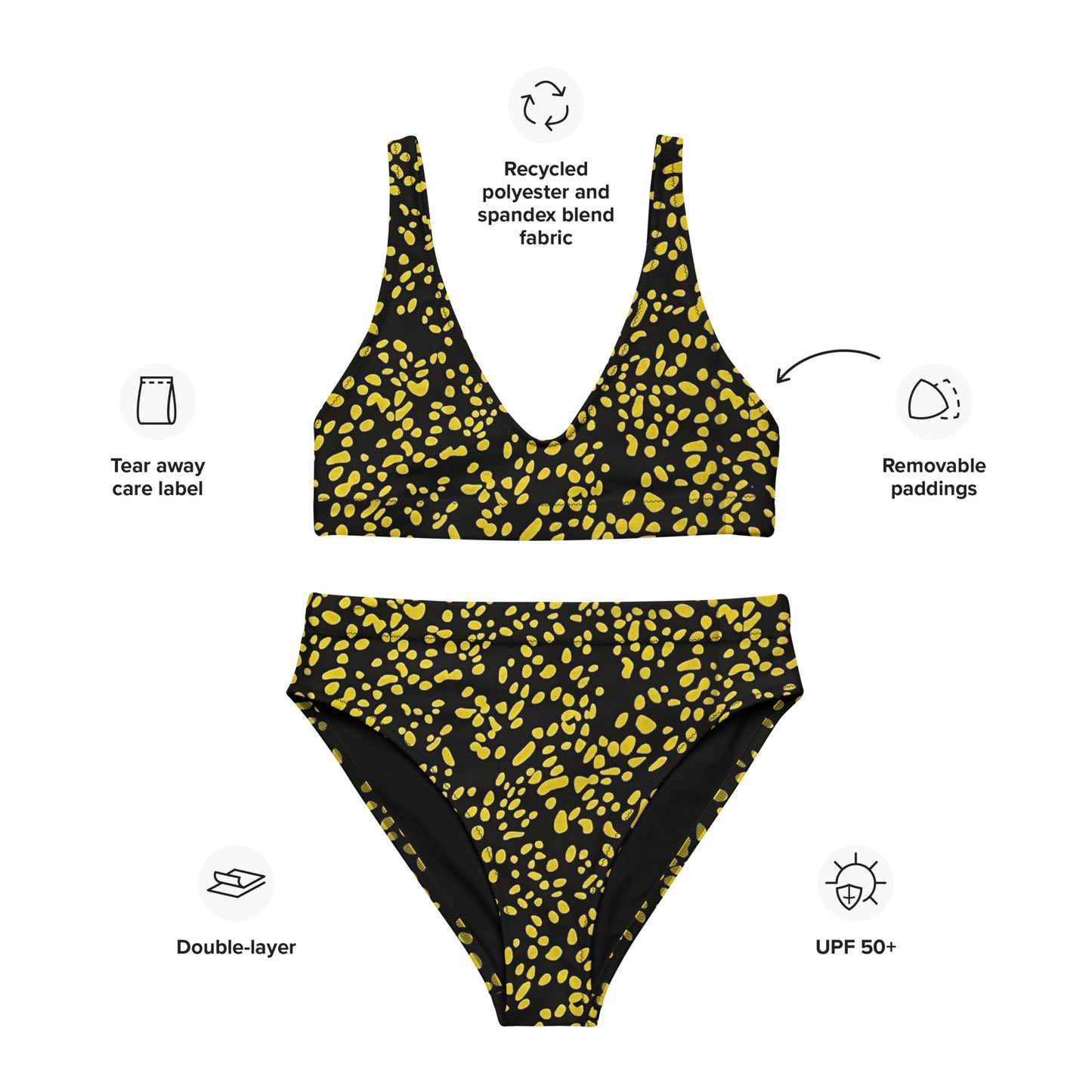 Yellow Dots High-Waisted Bikini