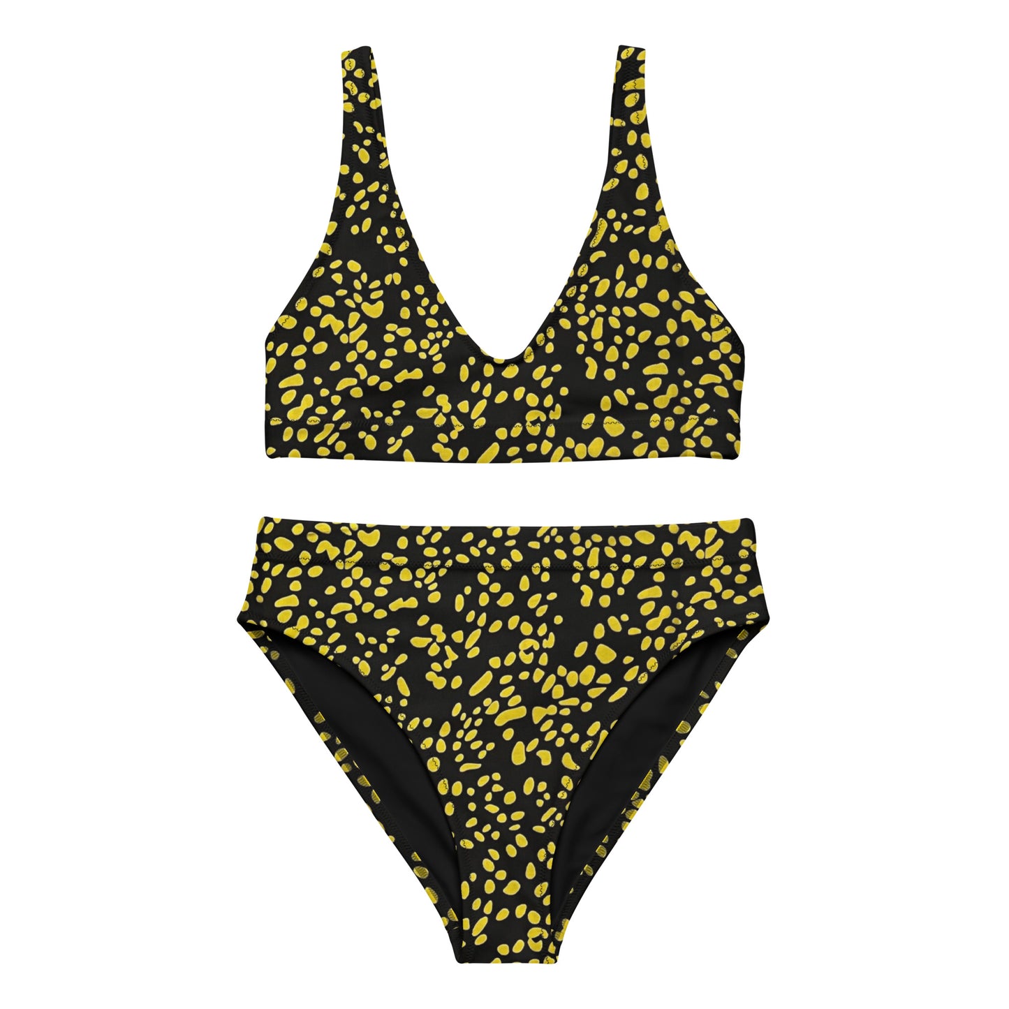 Yellow Dots High-Waisted Bikini