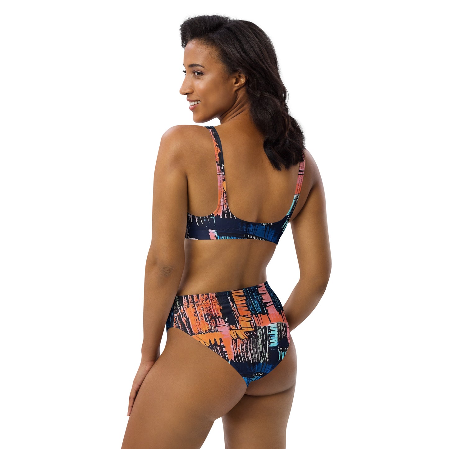 Colourful Adire High-Waisted Bikini