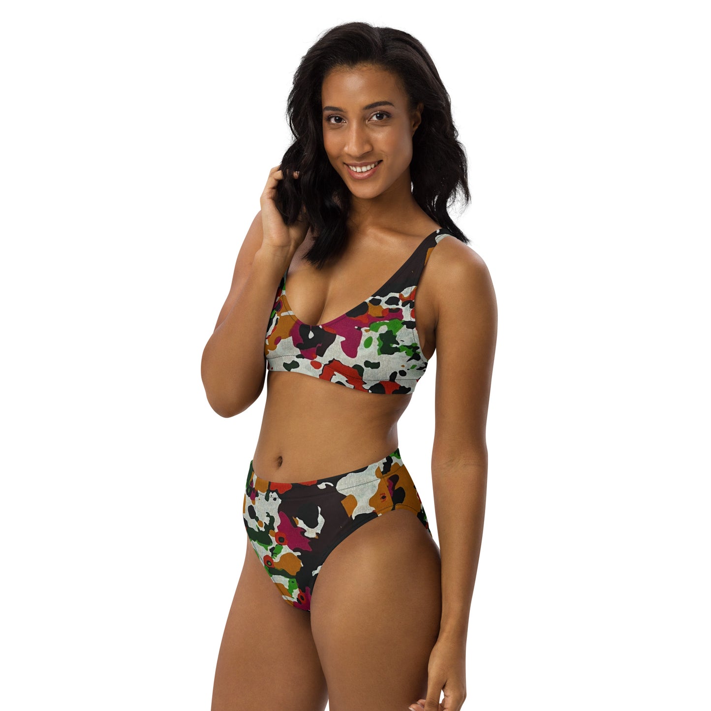 Multicolour Paint High-Waisted Bikini