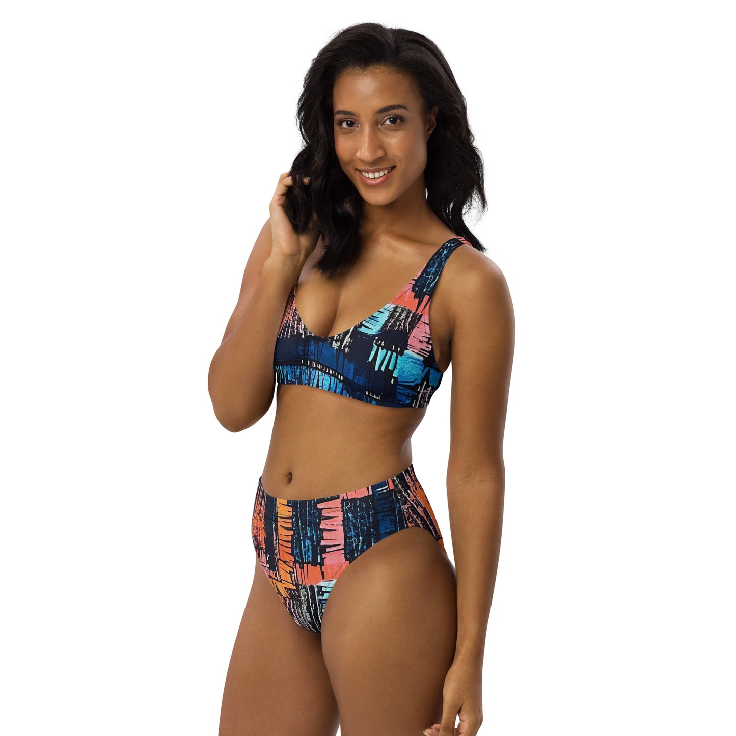 Colourful Adire High-Waisted Bikini