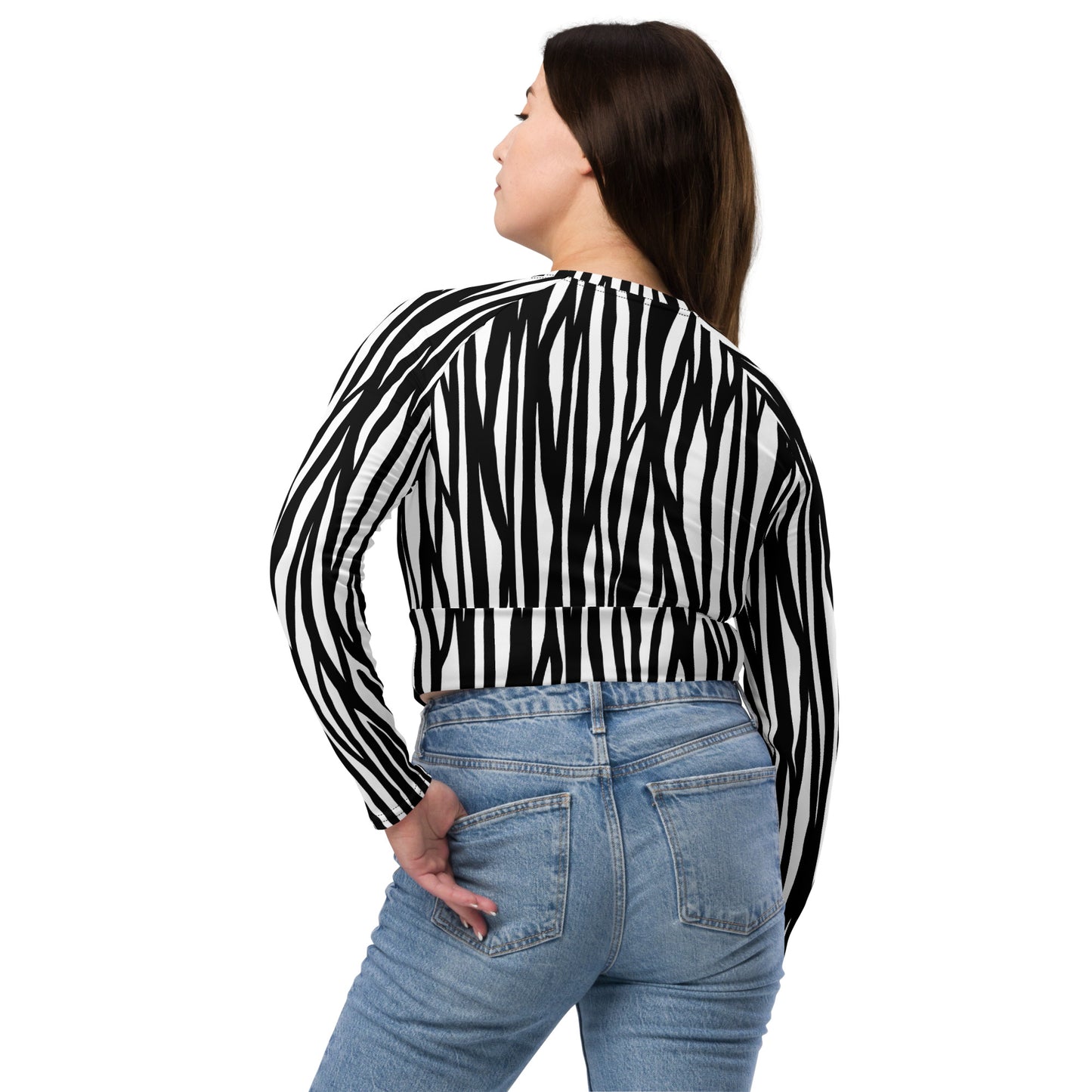 Zebra Long-sleeve Crop Top