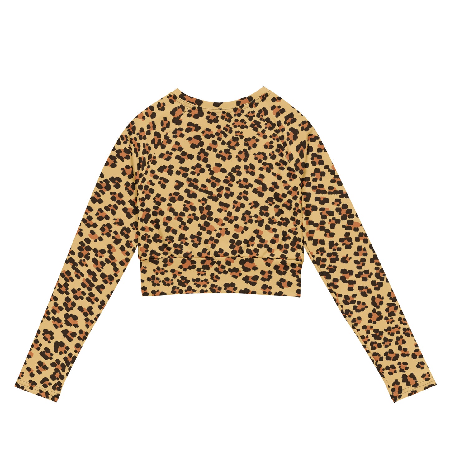 Brown Leopard Long-sleeve Crop Top