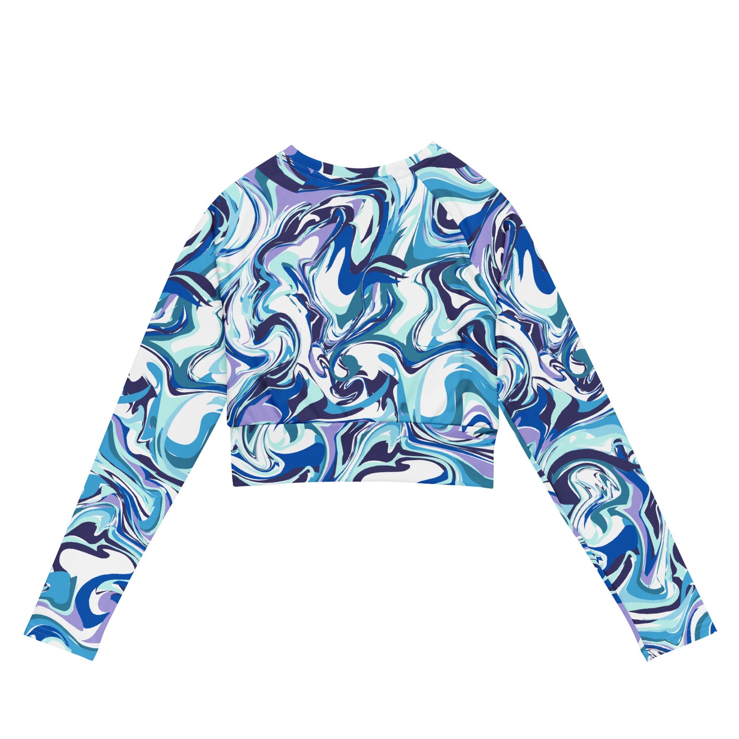 Blue Marble Long Sleeve Crop Top