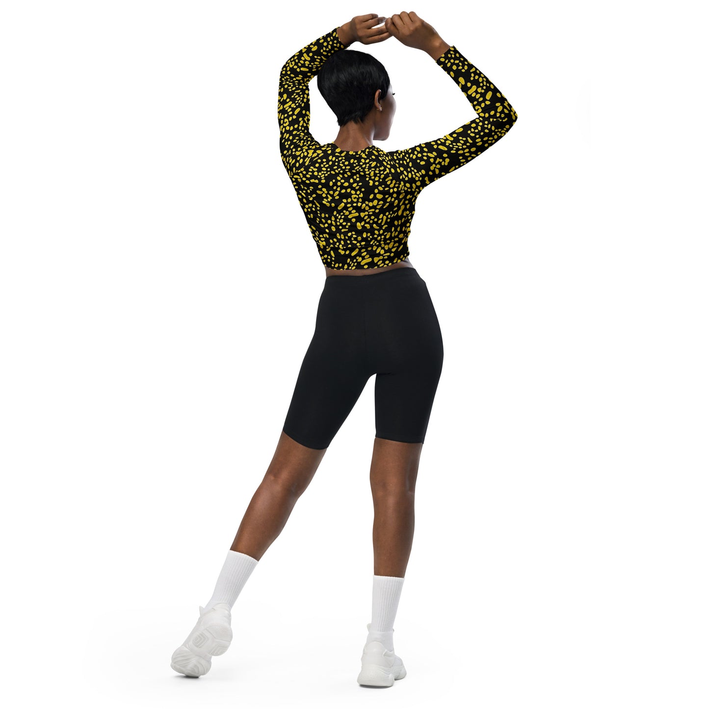 Yellow Dots Long-Sleeve Crop Top