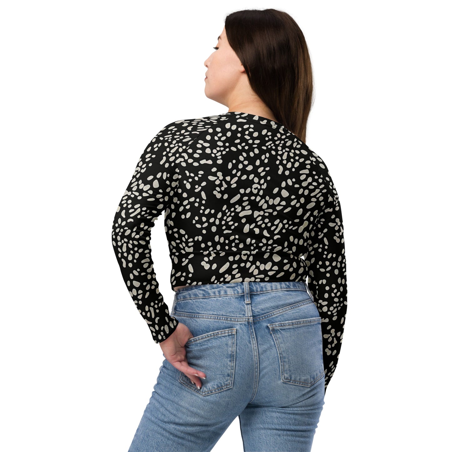 White Dots Long-Sleeve Crop Top