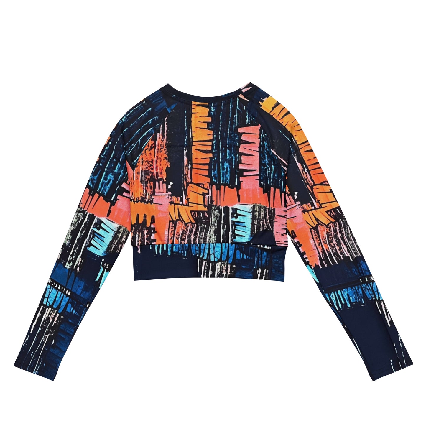 Colourful Adire Long-Sleeve Crop Top