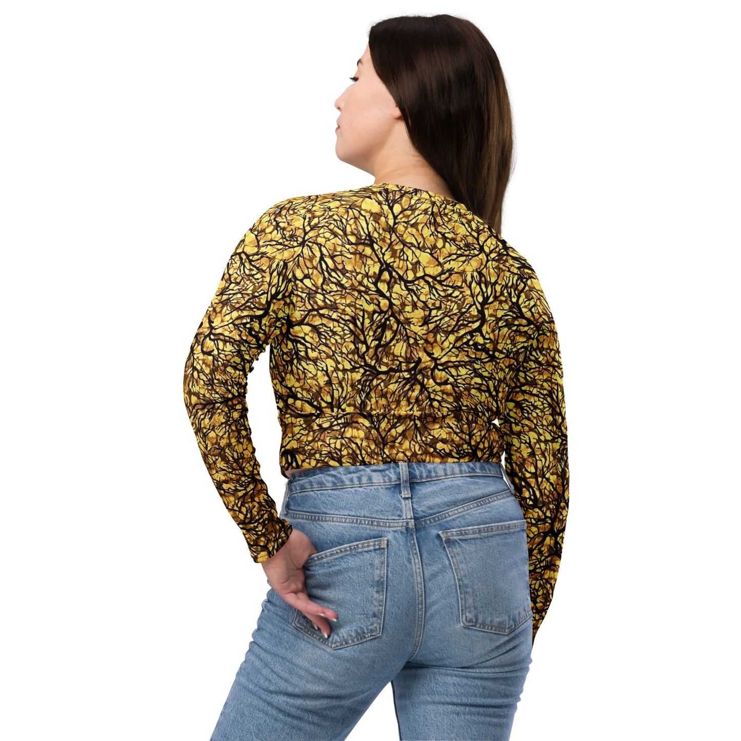 Trees Adire Long-Sleeve Crop Top