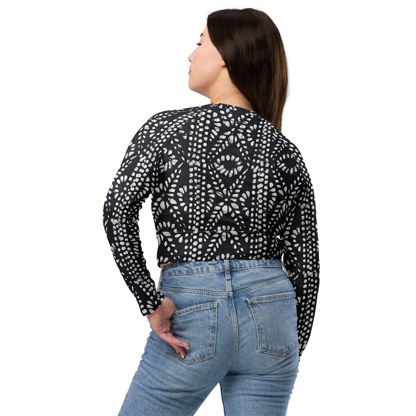 Aztec Long-Sleeve Crop Top