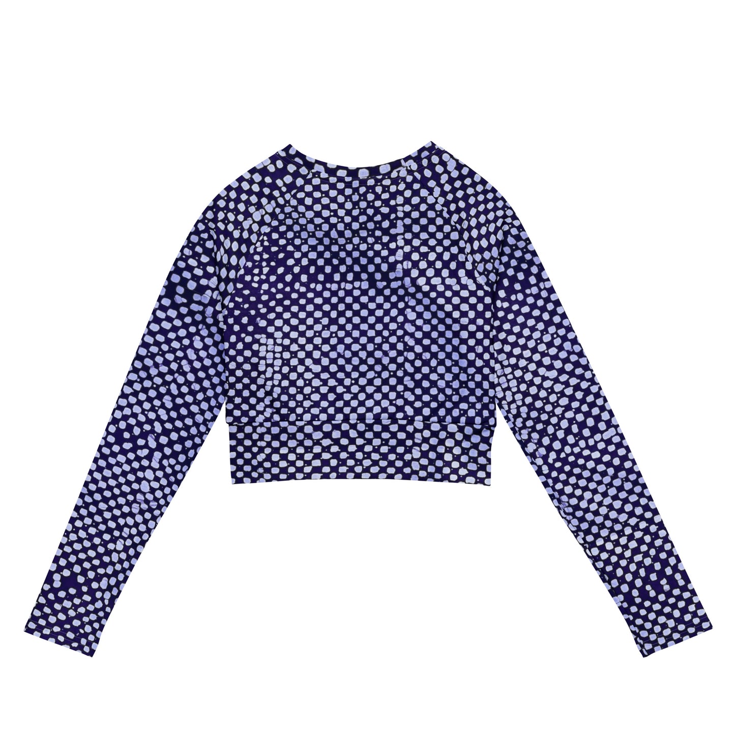 Purple & White Dots Long-Sleeve Crop Top