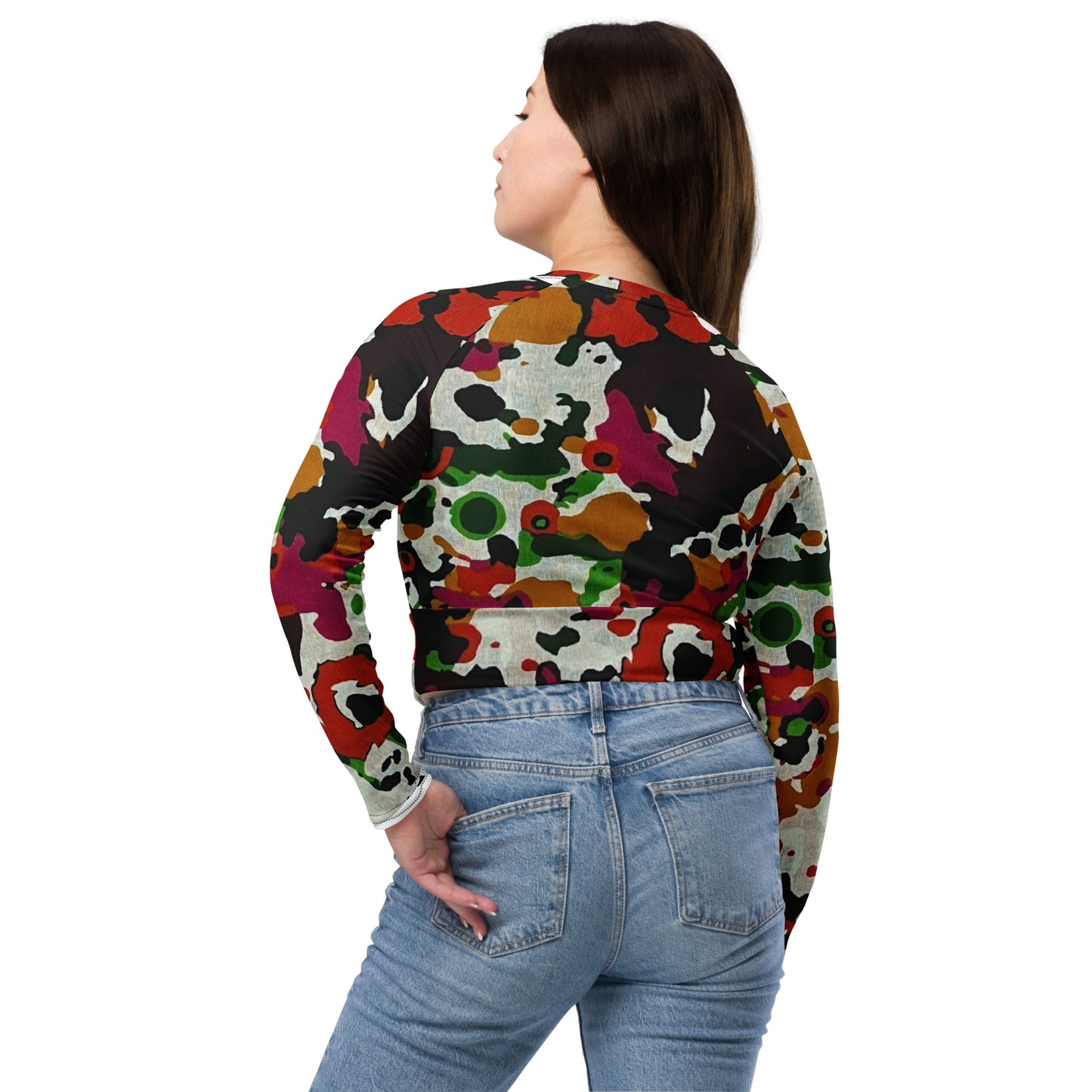 Multicolour Paint Long-Sleeve Crop Top