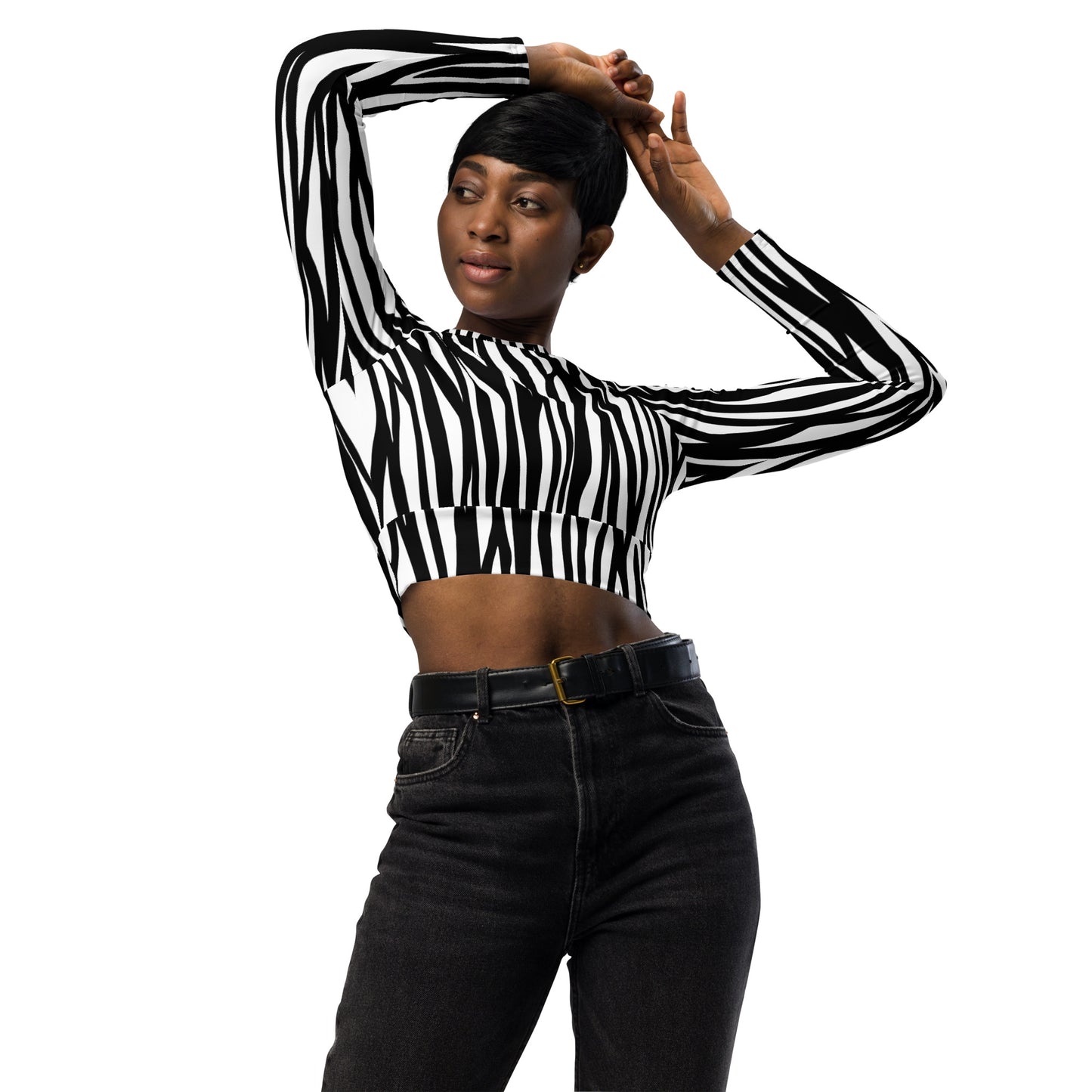 Zebra Long-sleeve Crop Top