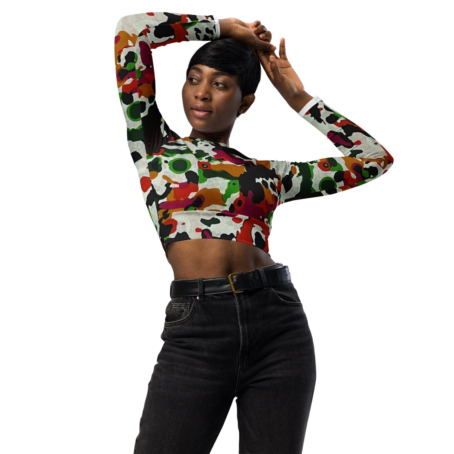 Multicolour Paint Long-Sleeve Crop Top