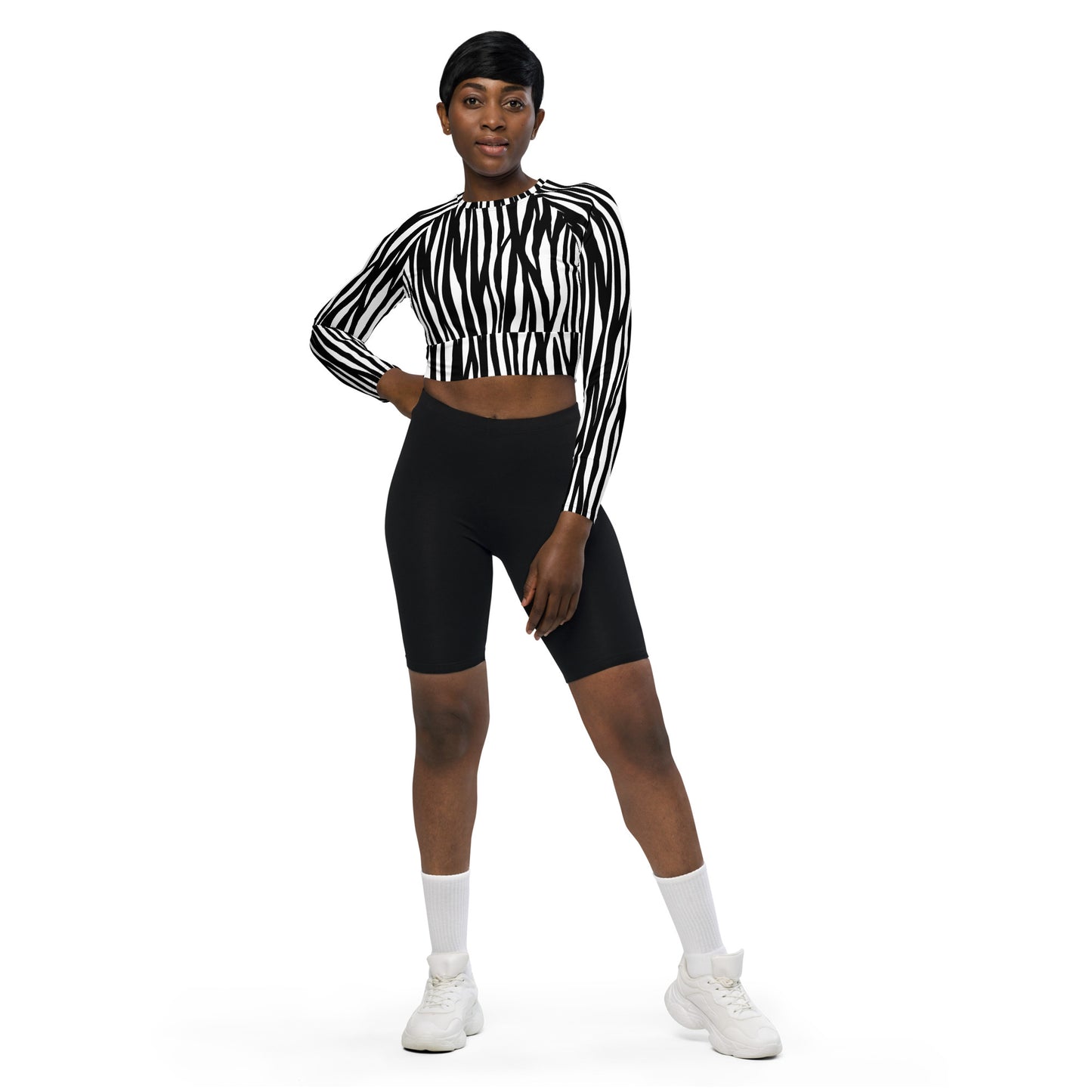 Zebra Long-sleeve Crop Top