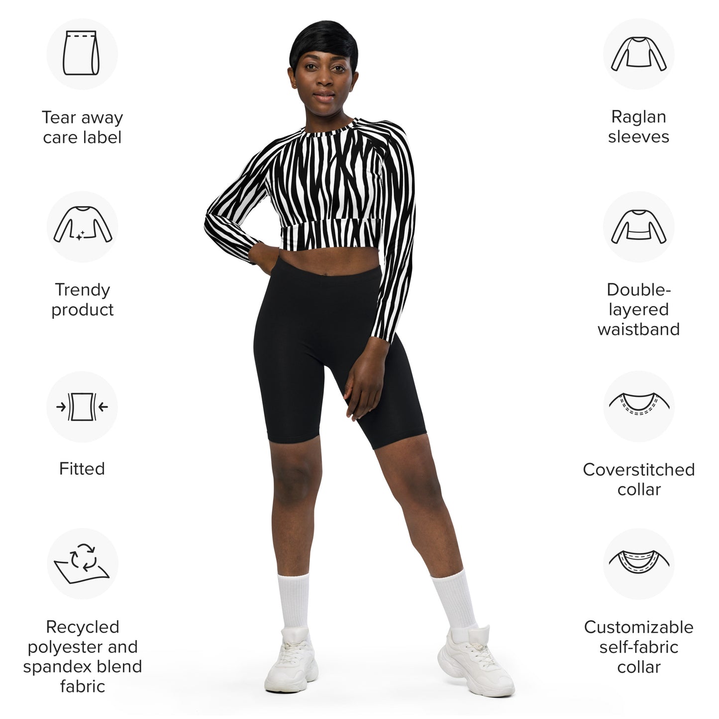 Zebra Long-sleeve Crop Top