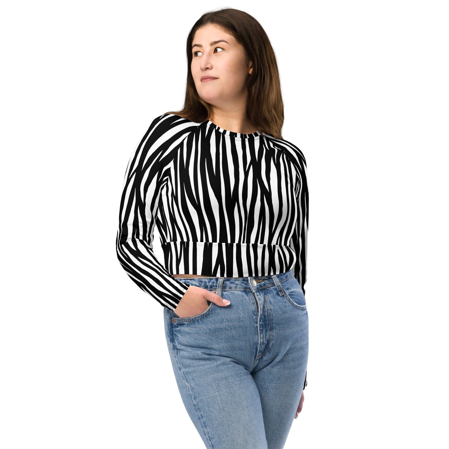 Zebra Long-sleeve Crop Top