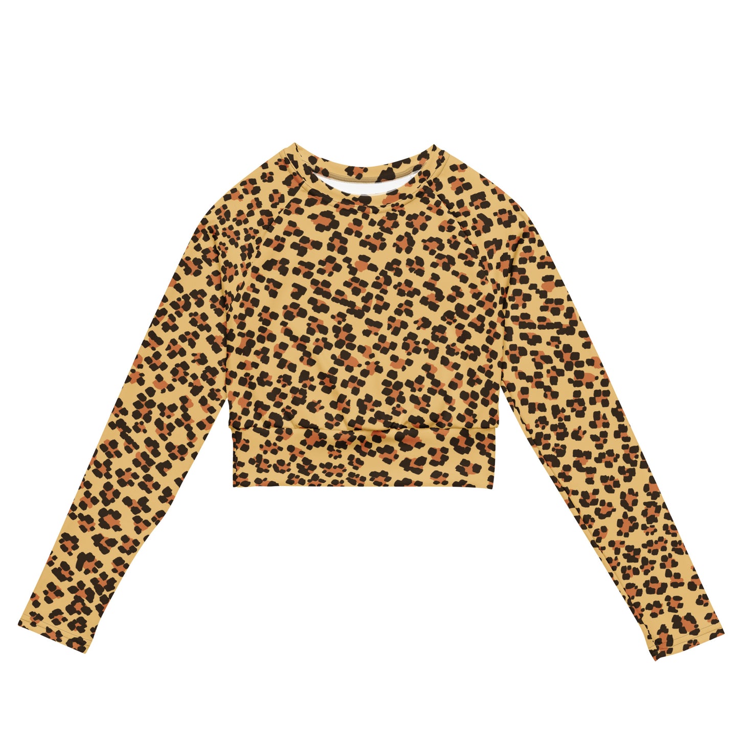 Brown Leopard Long-sleeve Crop Top