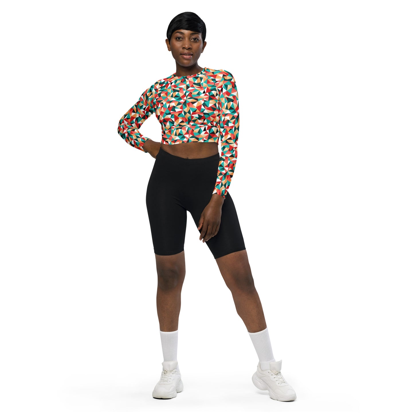 Kaleidoscopic Long-Sleeve Crop Top