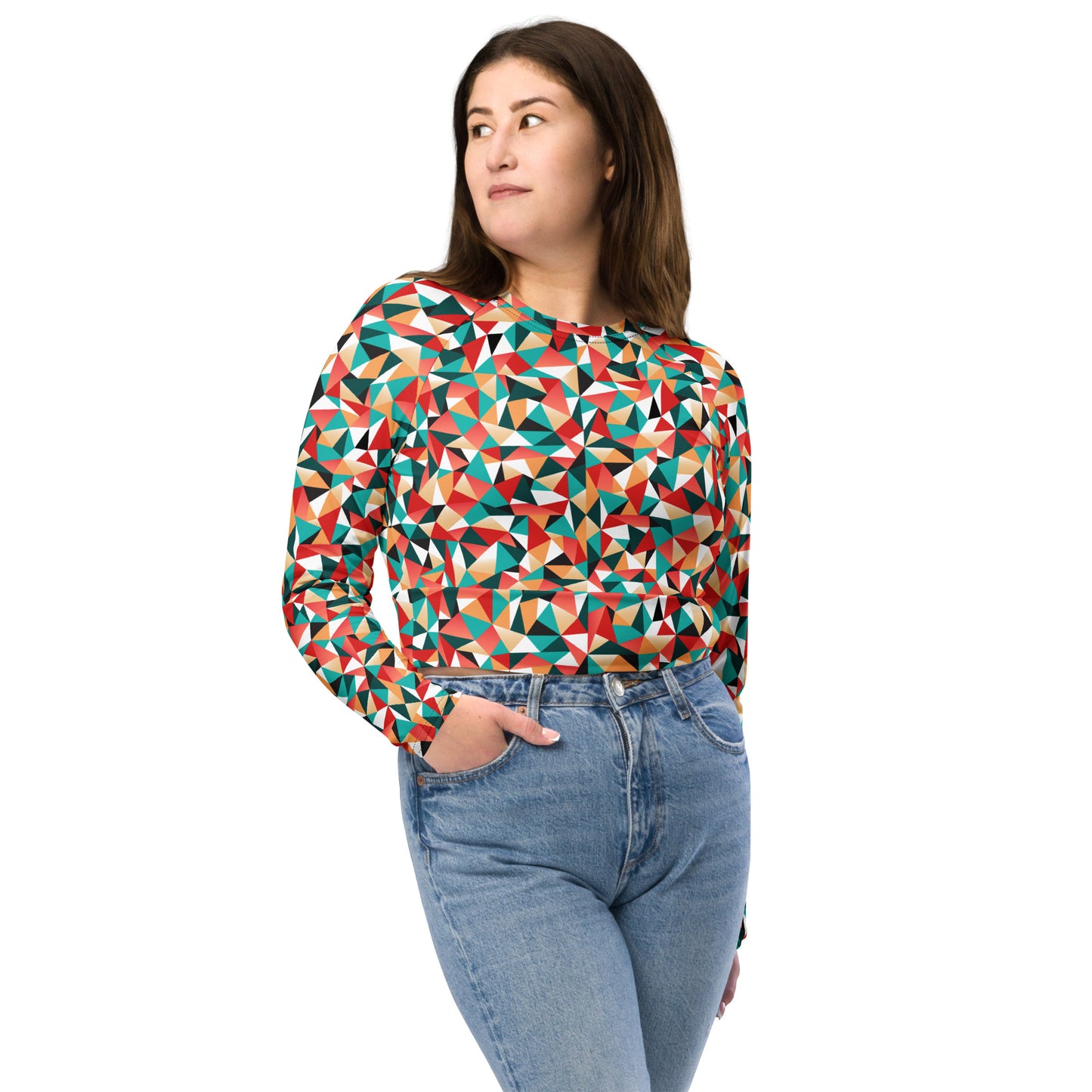 Kaleidoscopic Long-Sleeve Crop Top