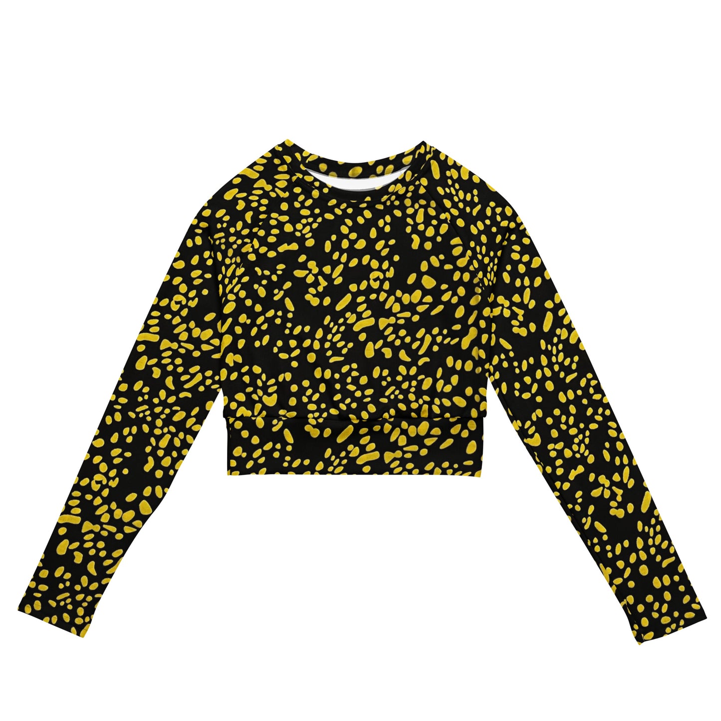 Yellow Dots Long-Sleeve Crop Top