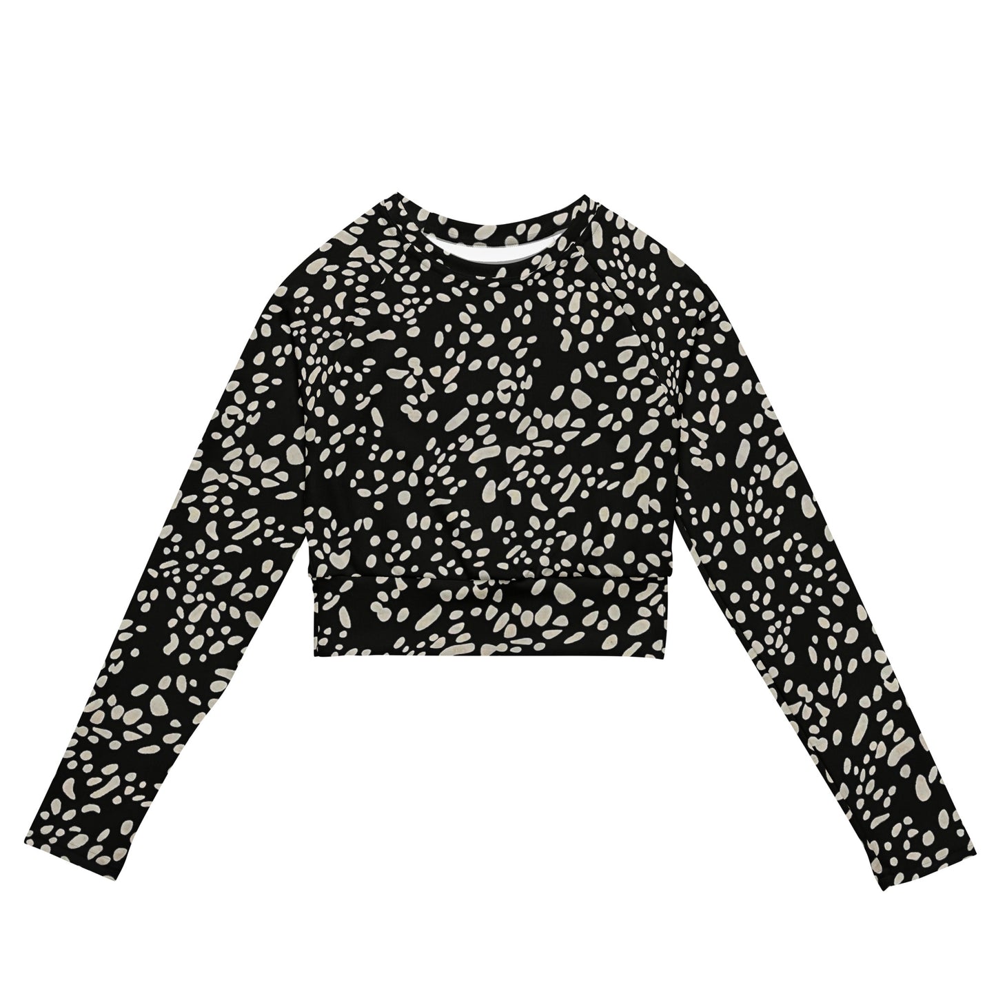 White Dots Long-Sleeve Crop Top