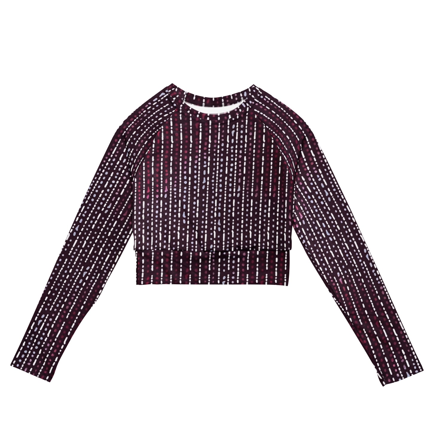 Burgundy Stripe Long-Sleeve Crop Top