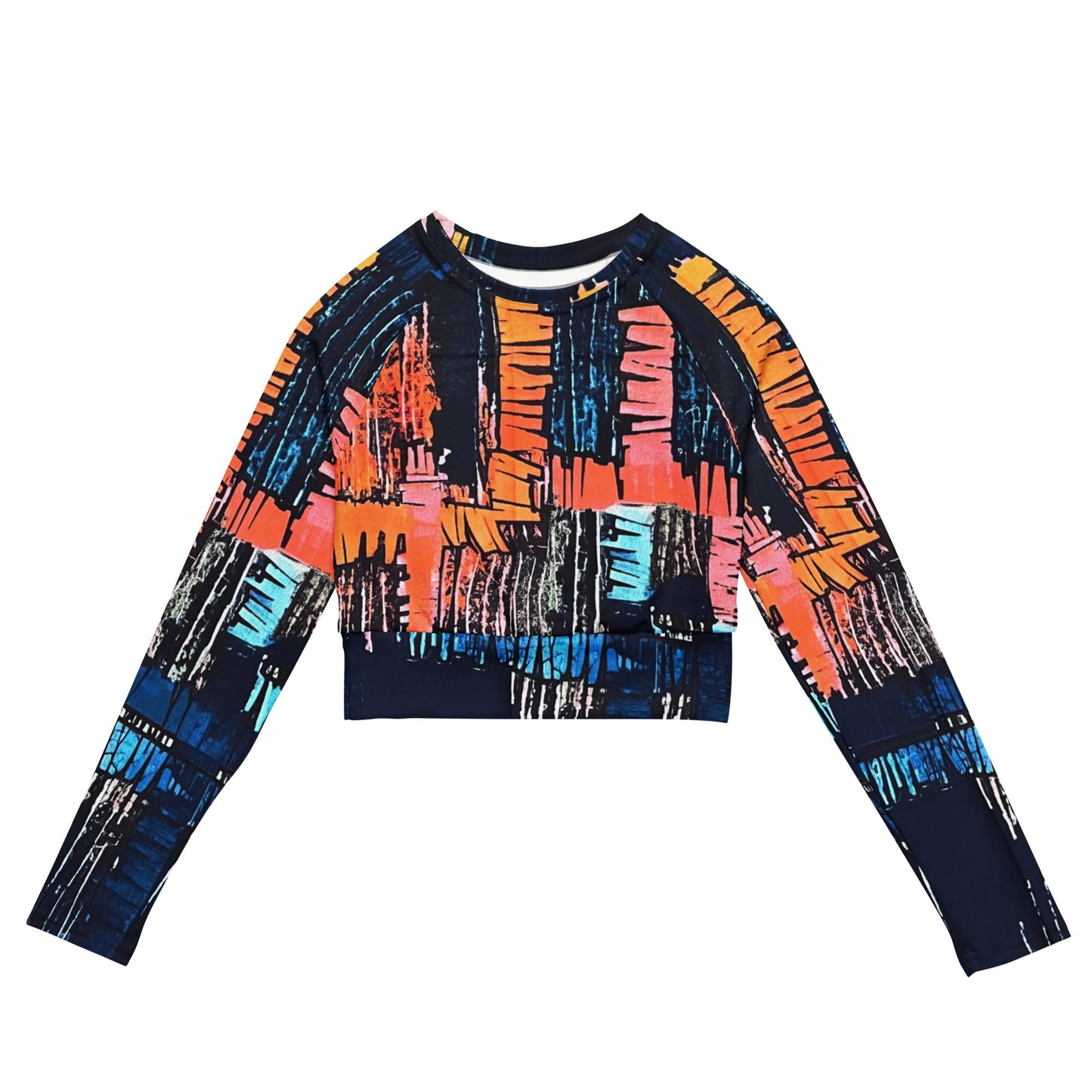 Colourful Adire Long-Sleeve Crop Top