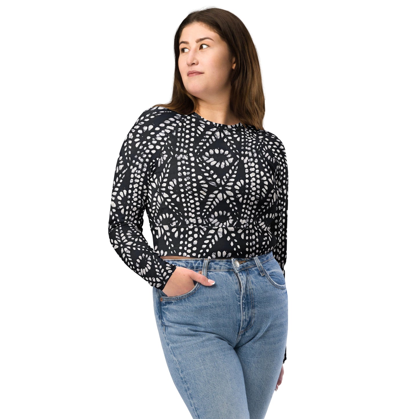 Aztec Long-Sleeve Crop Top