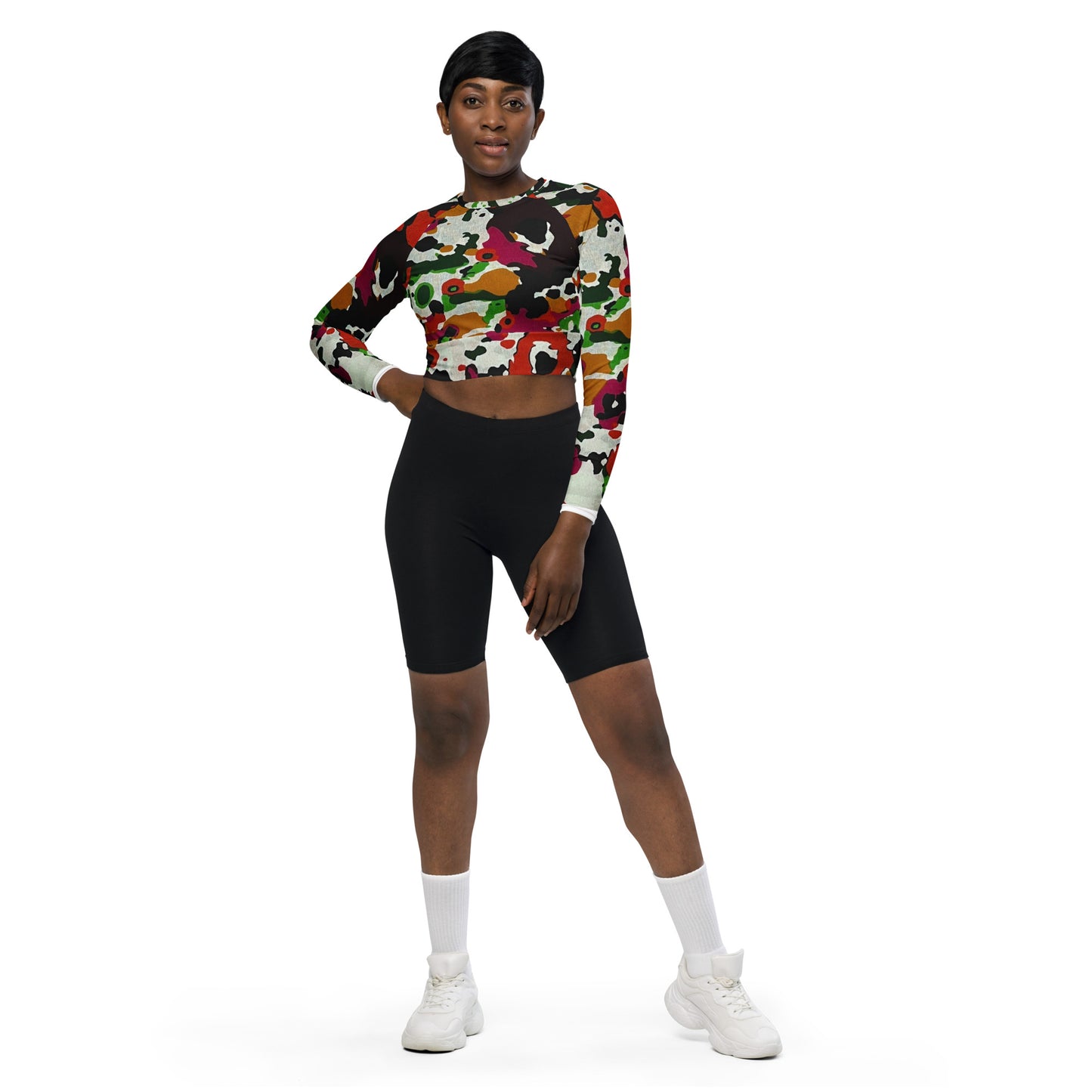 Multicolour Paint Long-Sleeve Crop Top