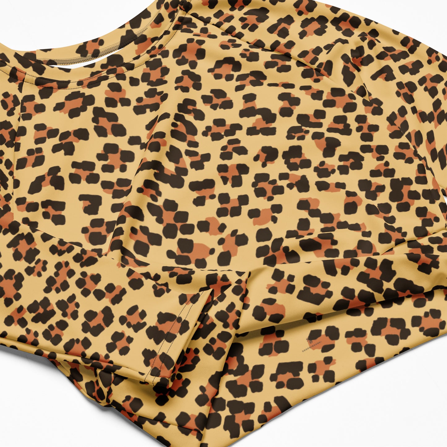 Brown Leopard Long-sleeve Crop Top