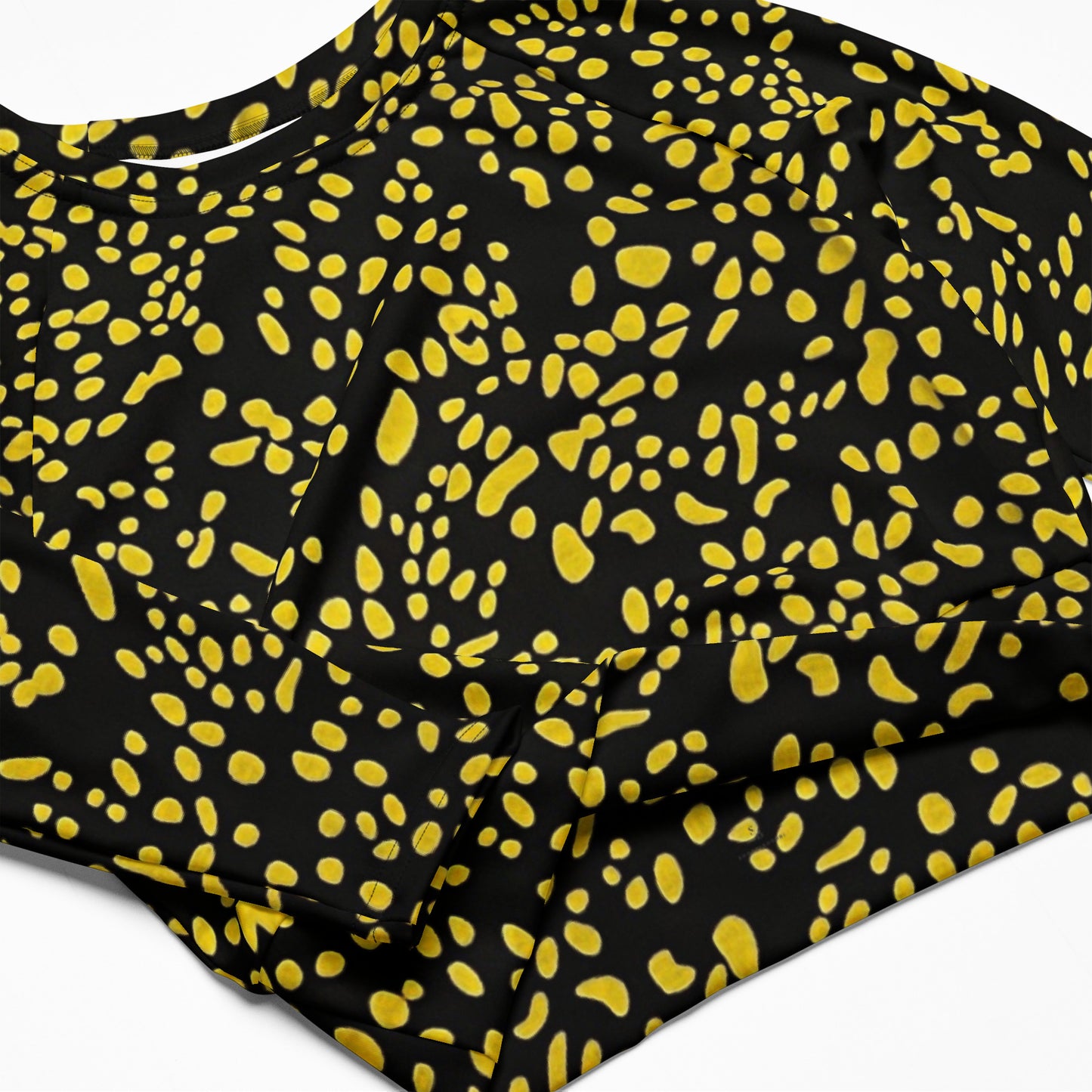 Yellow Dots Long-Sleeve Crop Top