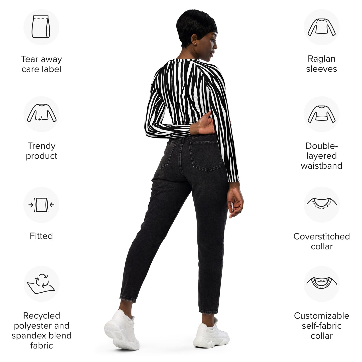 Zebra Long-sleeve Crop Top